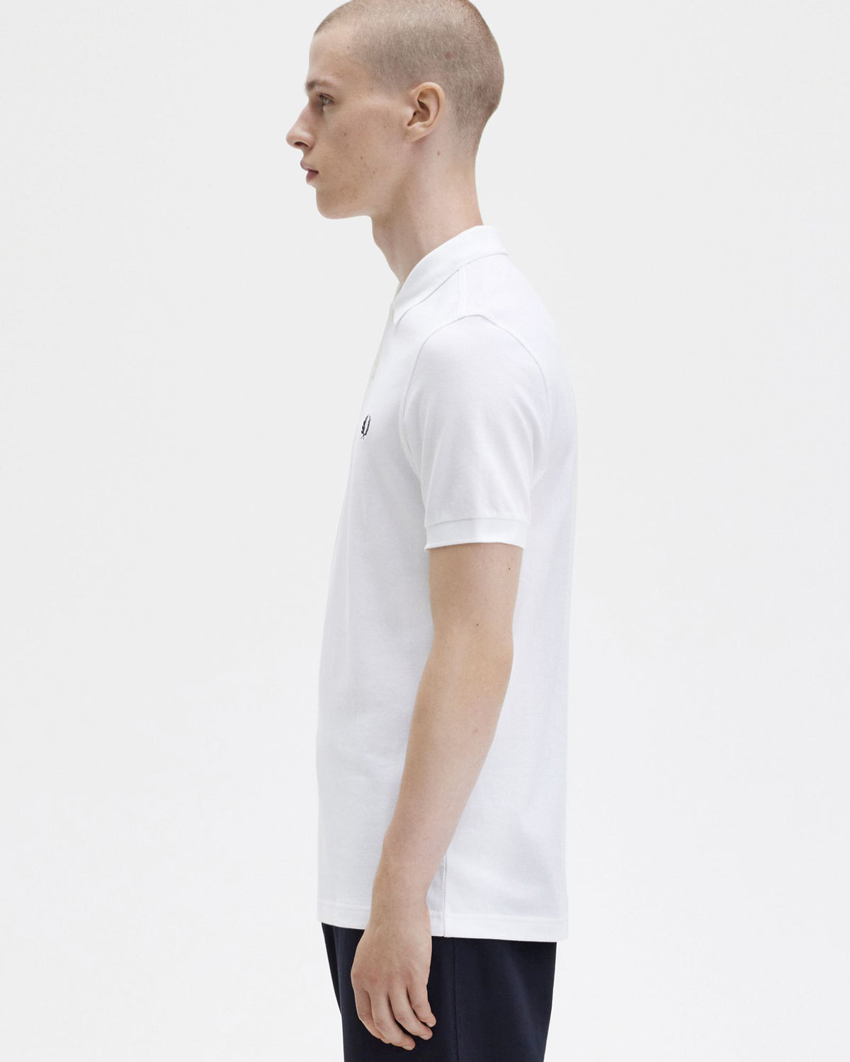 Fred Perry Plain Polo Shirt - White / Navy | Fred Perry Polo Shirts | JEANSTORE