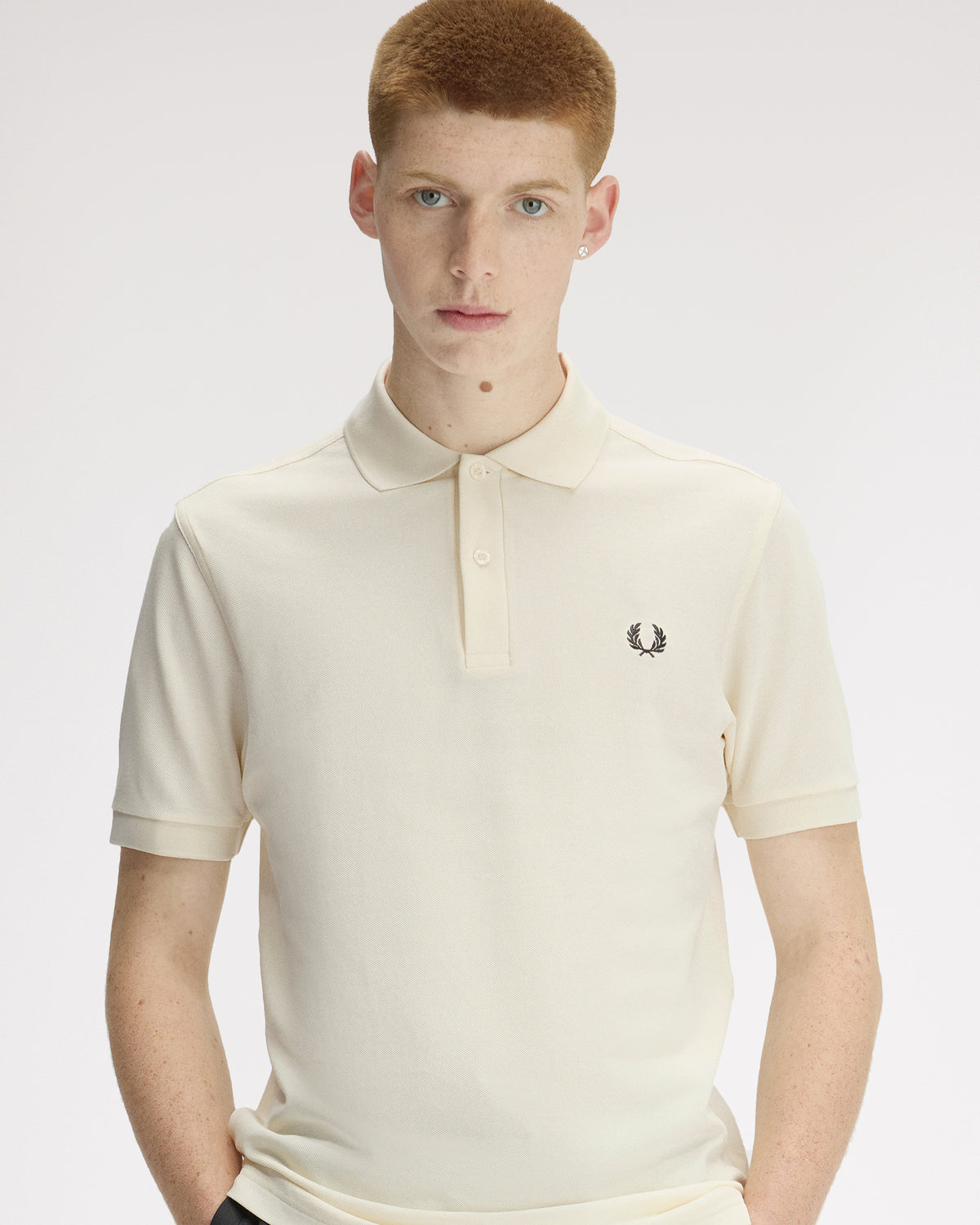 Fred Perry Plain Polo Shirt - Ecru / Grassroots