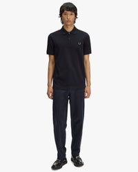 Fred Perry Plain Polo Shirt - Black / Laurel Wreath Green