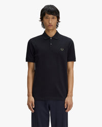 Fred Perry Plain Polo Shirt - Black / Laurel Wreath Green