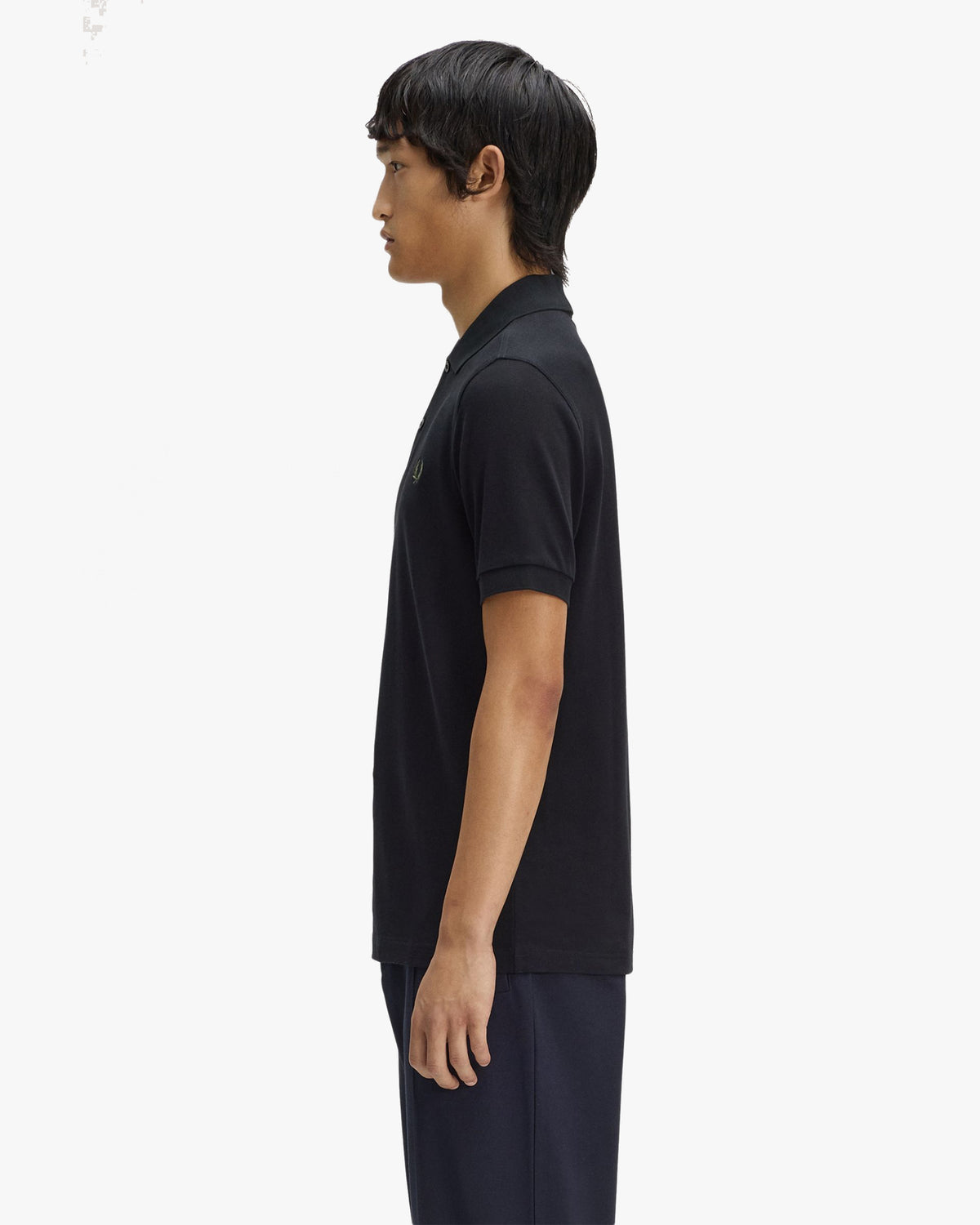 Fred Perry Plain Polo Shirt - Black / Laurel Wreath Green