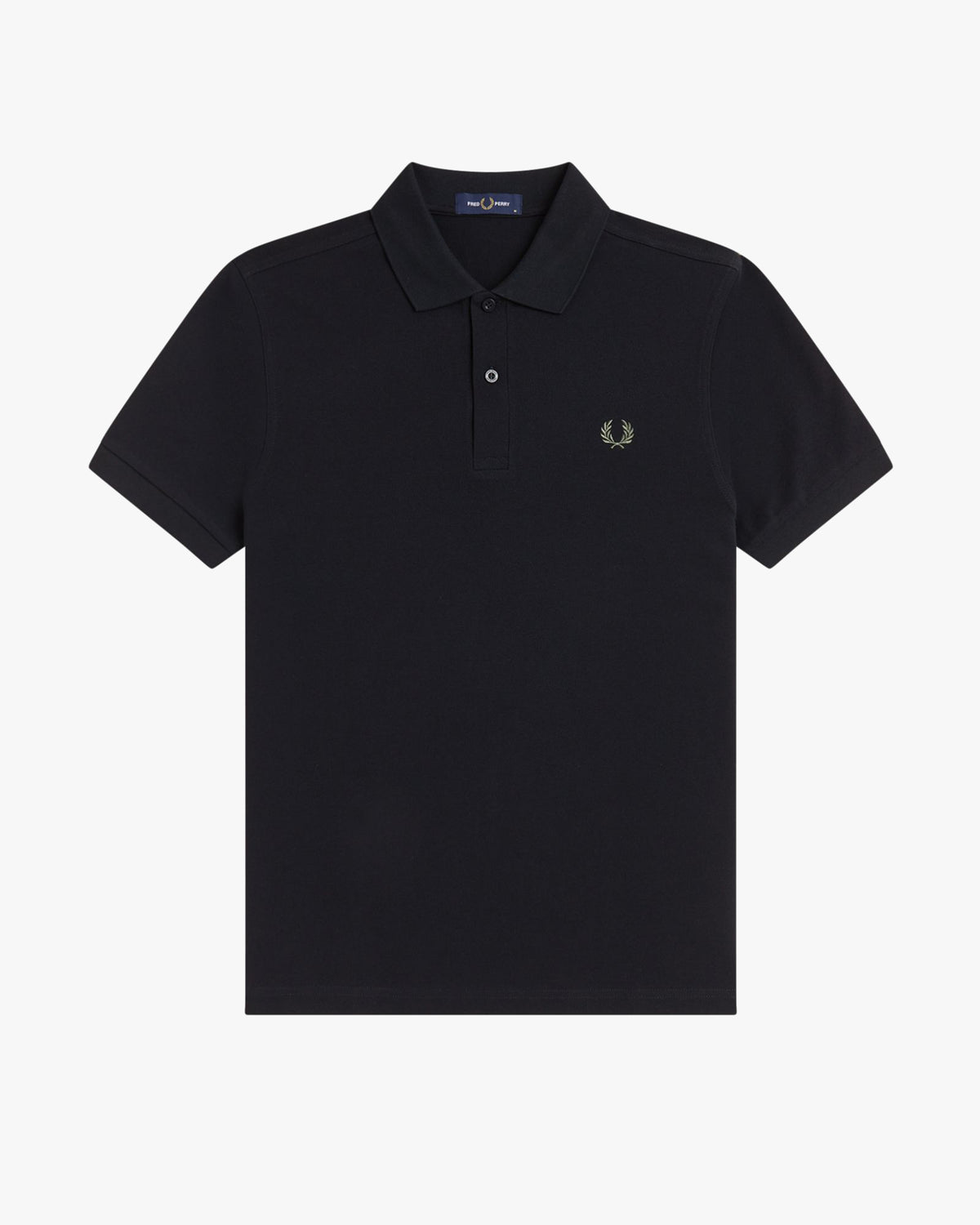 Fred Perry Plain Polo Shirt - Black / Laurel Wreath Green
