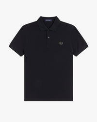 Fred Perry Plain Polo Shirt - Black / Laurel Wreath Green