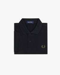 Fred Perry Plain Polo Shirt - Black / Laurel Wreath Green