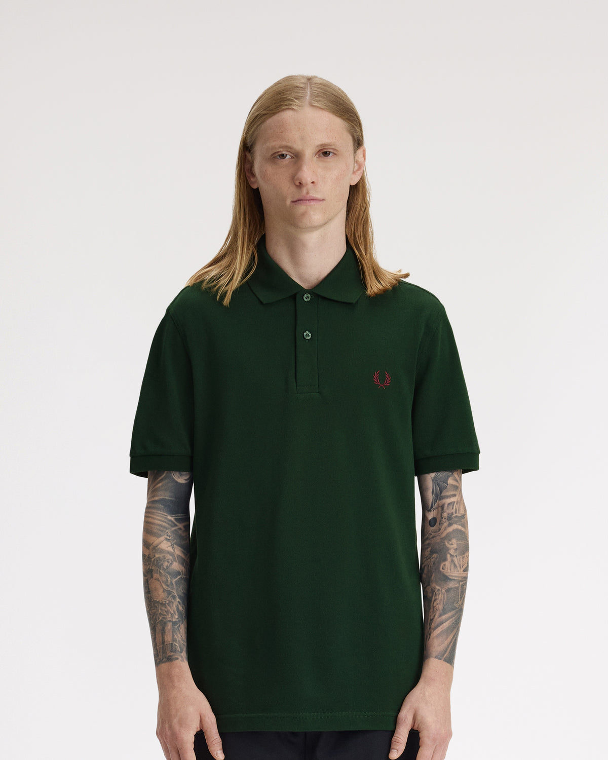 Fred Perry Plain Polo Shirt - Grassroots / Oxblood
