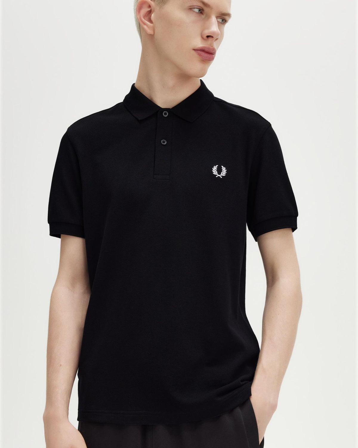 Fred Perry Plain Polo Shirt - Black / Snow White | Fred Perry Polo Shirts | JEANSTORE