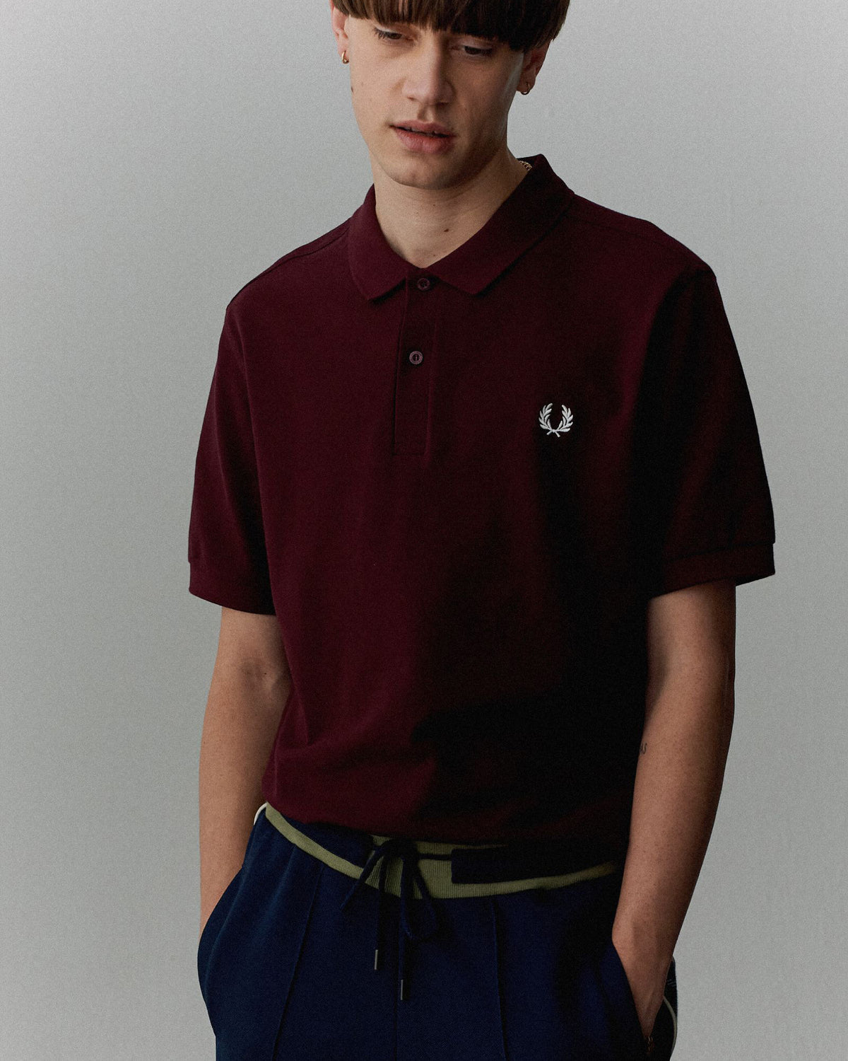 Fred Perry Plain Polo Shirt - Oxblood / Ecru | Fred Perry Polo Shirts | JEANSTORE