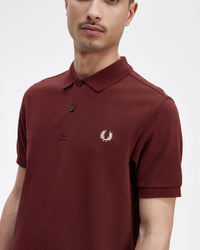 Fred Perry Plain Polo Shirt - Oxblood / Ecru | Fred Perry Polo Shirts | JEANSTORE