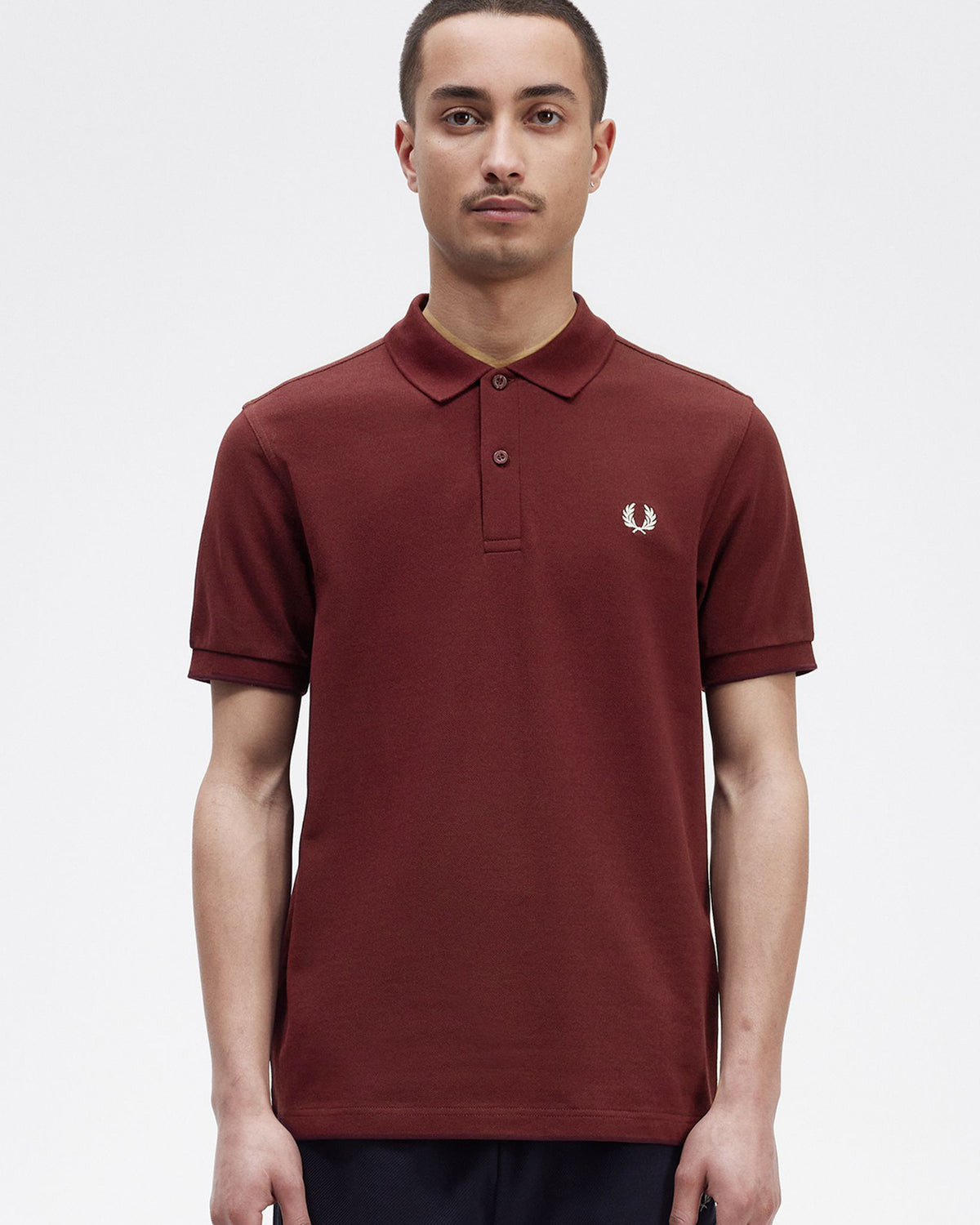 Fred Perry Plain Polo Shirt - Oxblood / Ecru | Fred Perry Polo Shirts | JEANSTORE