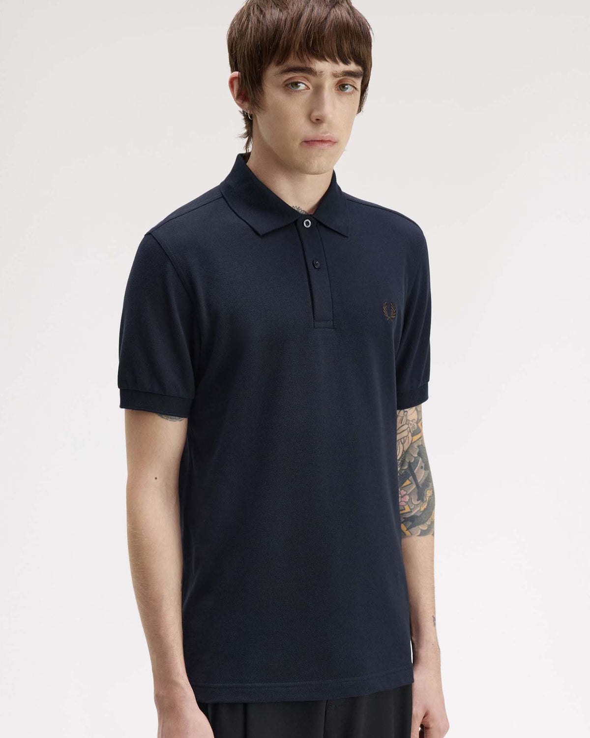 Fred Perry Plain Polo Shirt - Navy / Rich Brown
