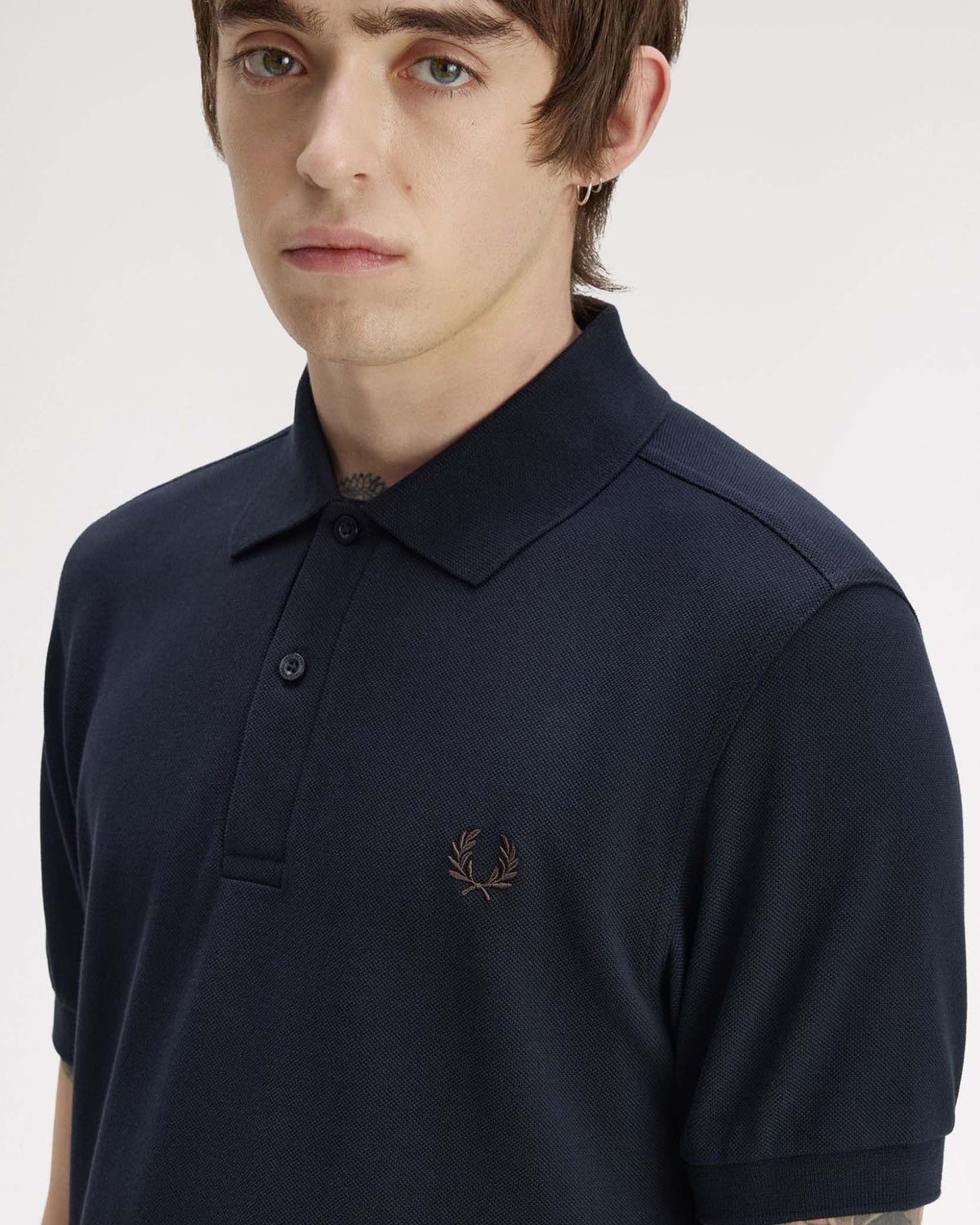 Fred Perry Plain Polo Shirt - Navy / Rich Brown