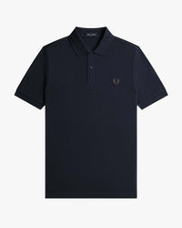 Fred Perry Plain Polo Shirt - Navy / Rich Brown