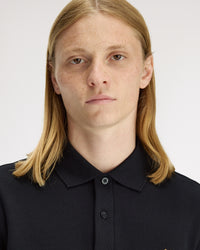Fred Perry Plain Polo Shirt - Black / Dark Caramel