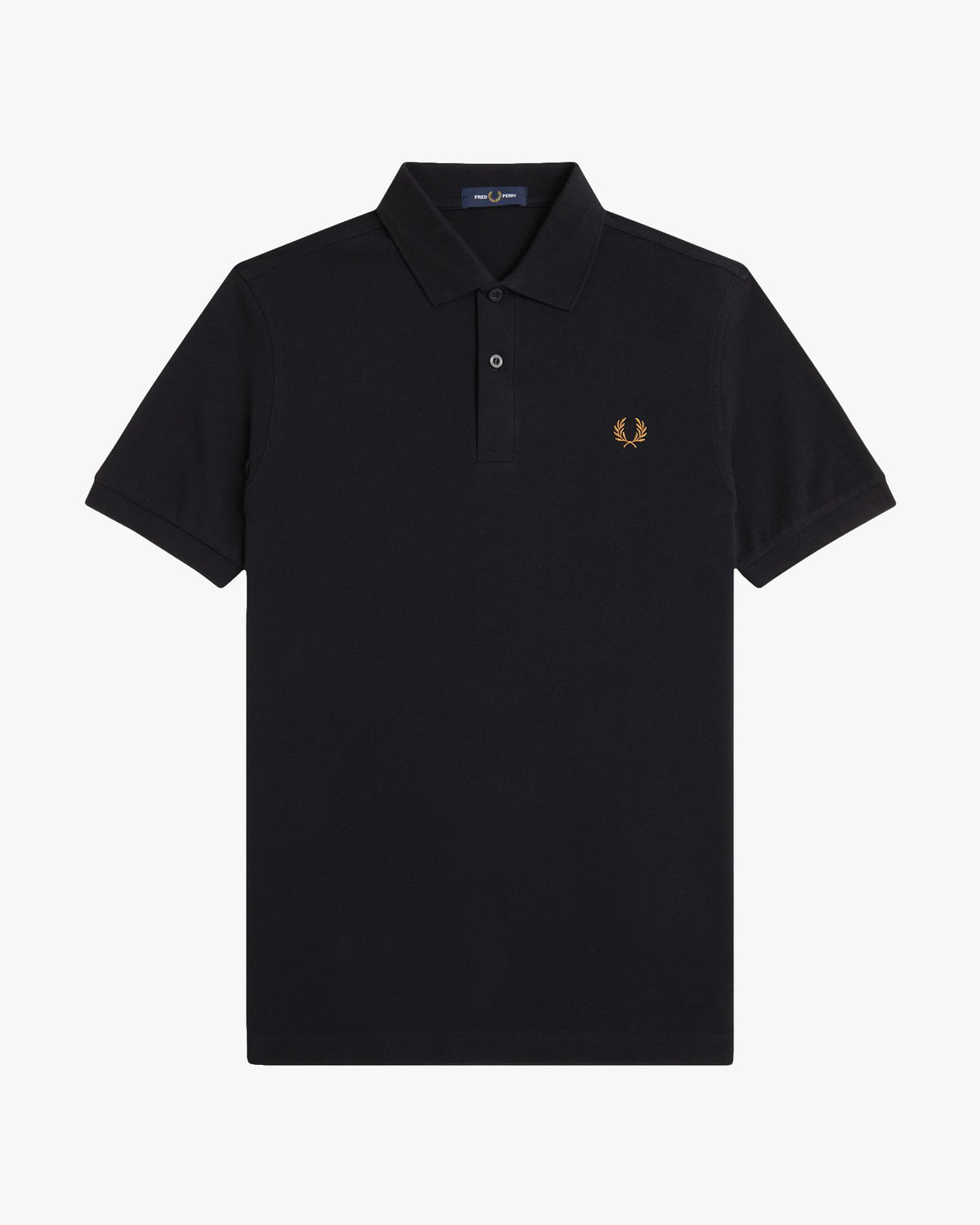 Fred Perry Plain Polo Shirt - Black / Dark Caramel