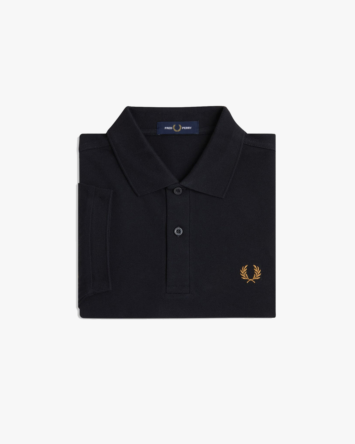 Fred Perry Plain Polo Shirt - Black / Dark Caramel