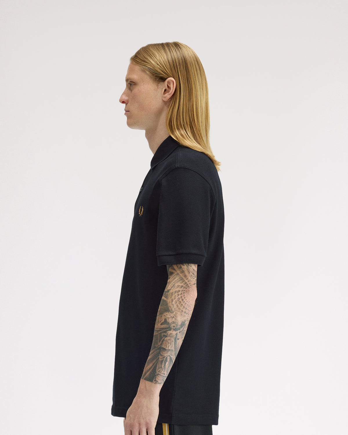 Fred Perry Plain Polo Shirt - Black / Dark Caramel