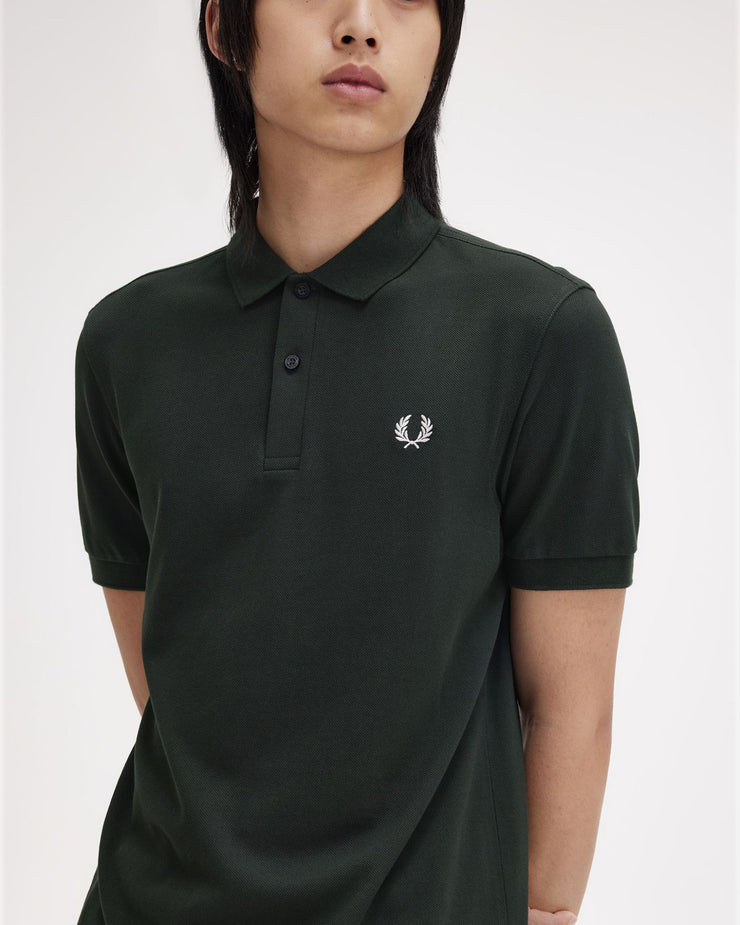 Fred Perry Plain Polo Shirt - Night Green / Snow White