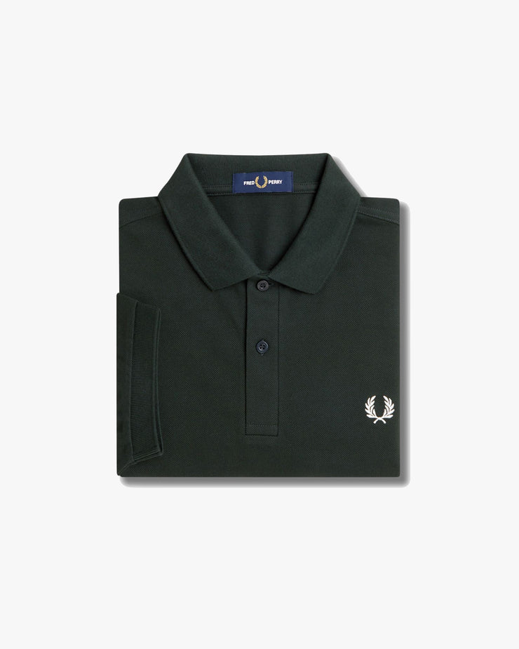 Fred Perry Plain Polo Shirt - Night Green / Snow White