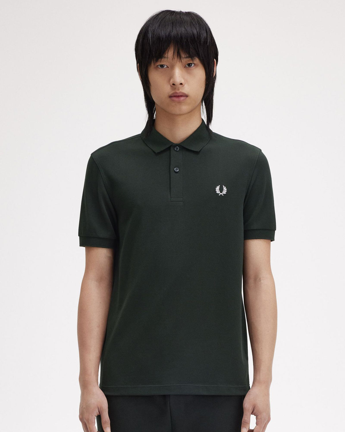 Fred Perry Plain Polo Shirt - Night Green / Snow White | Fred Perry Polo Shirts | JEANSTORE