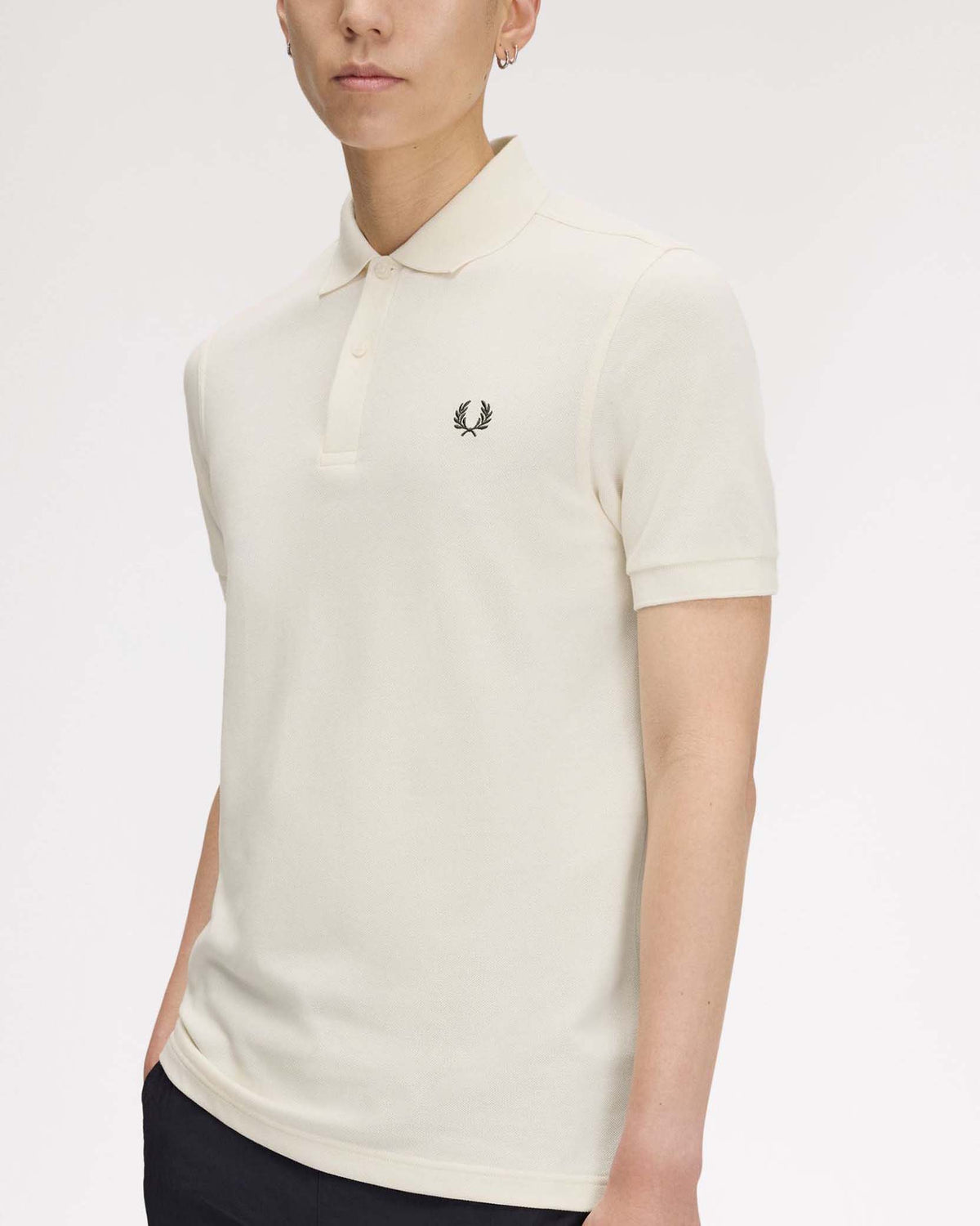 Fred Perry Plain Polo Shirt - Ecru / Night Green