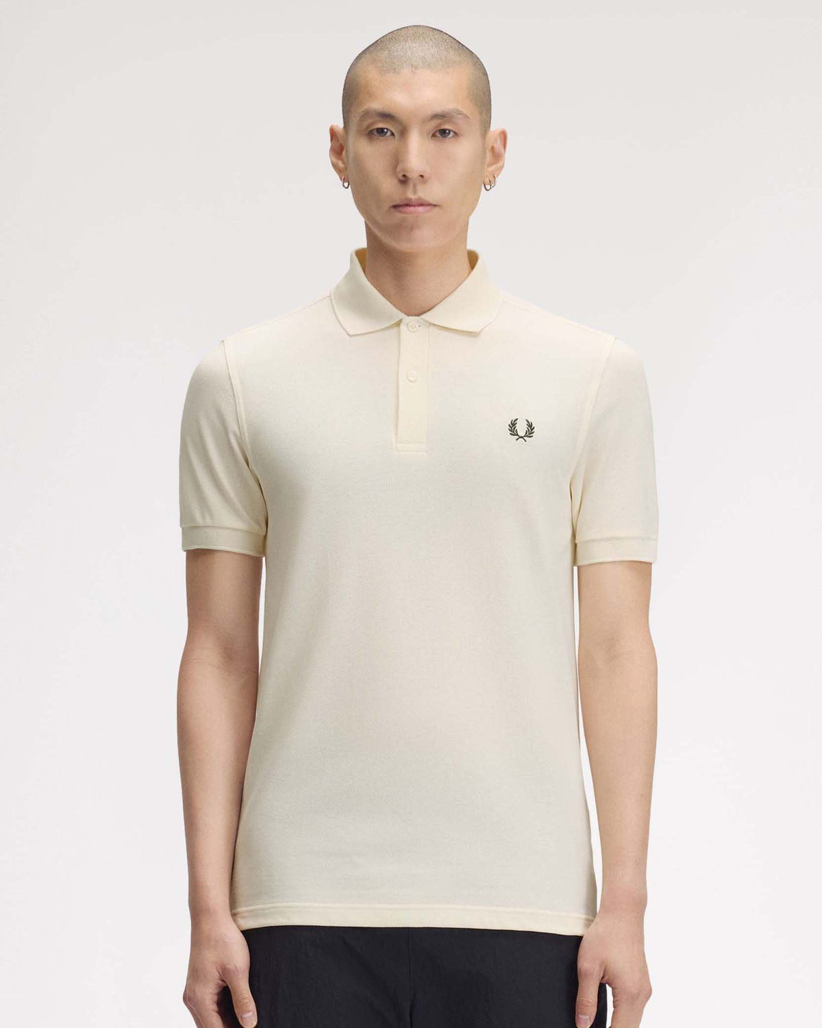 Fred Perry Plain Polo Shirt - Ecru / Night Green