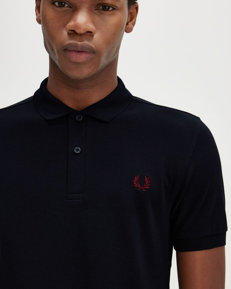 Fred Perry Plain Polo Shirt - Navy / Burnt Red