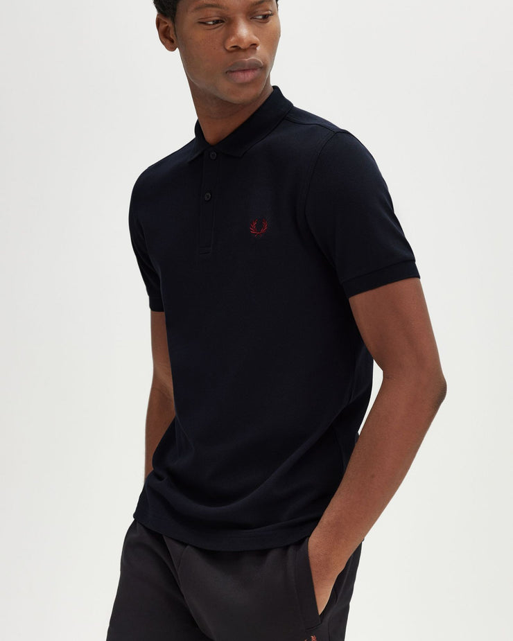 Fred Perry Plain Polo Shirt - Navy / Burnt Red