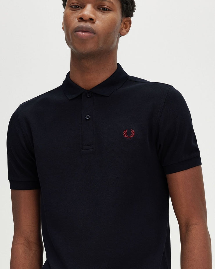 Fred Perry Plain Polo Shirt - Navy / Burnt Red