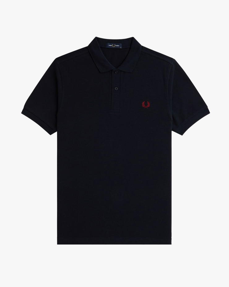 Fred Perry Plain Polo Shirt - Navy / Burnt Red