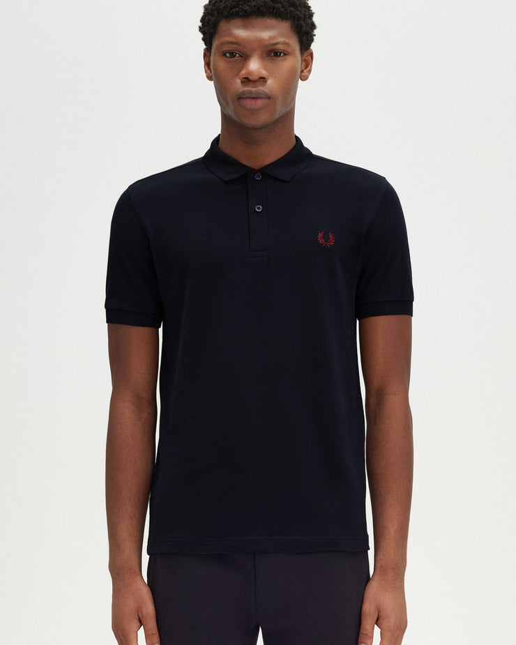 Fred Perry Plain Polo Shirt - Navy / Burnt Red