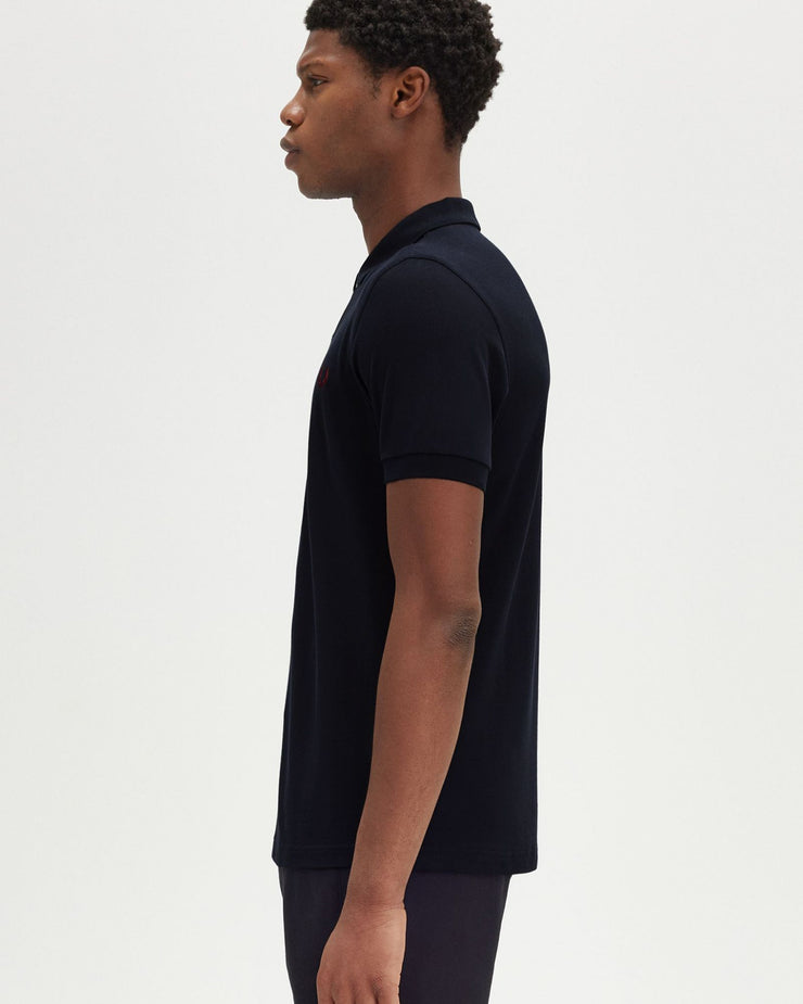 Fred Perry Plain Polo Shirt - Navy / Burnt Red