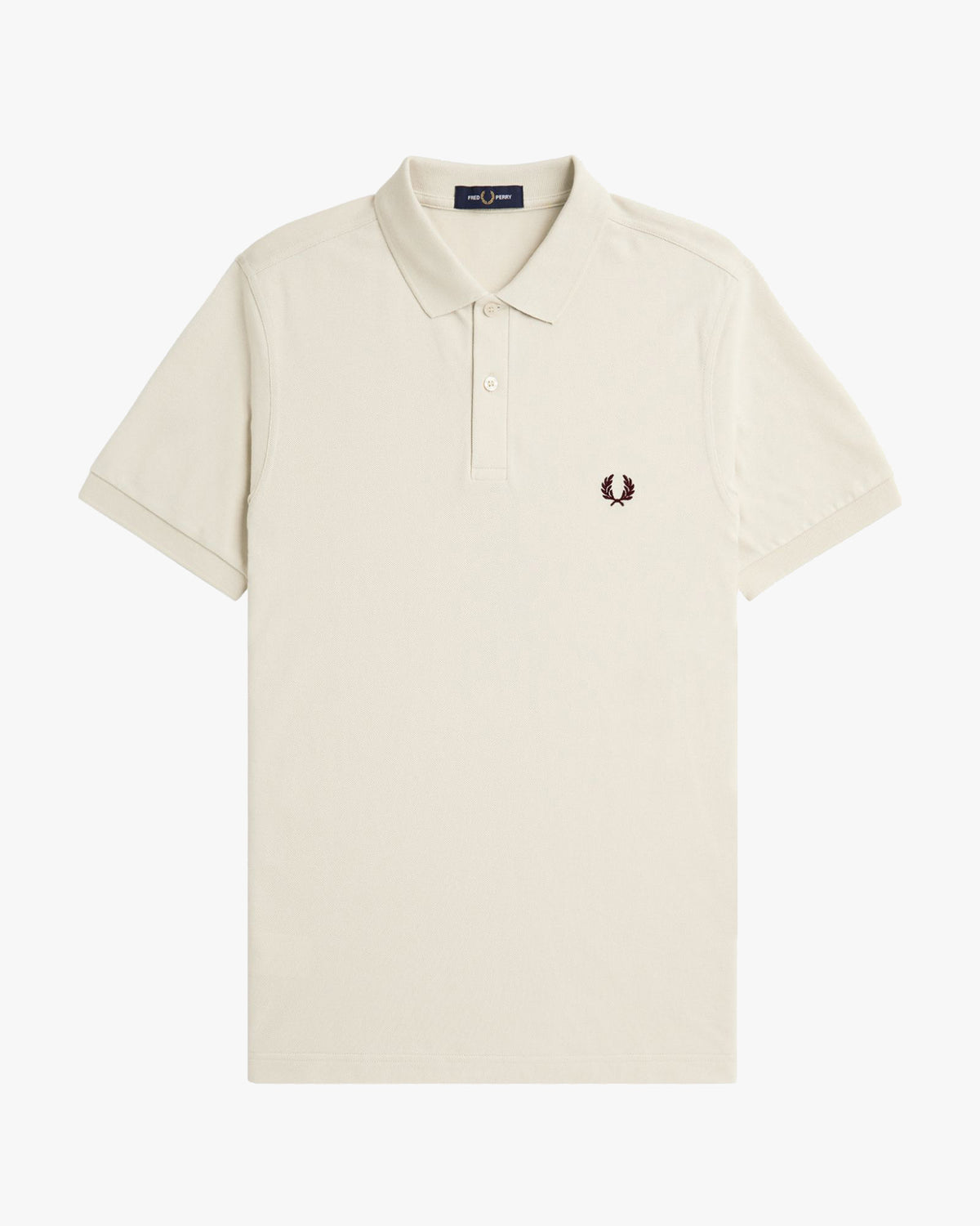 Fred Perry Plain Polo Shirt - Ecru / Oxblood | Fred Perry Polo Shirts | JEANSTORE