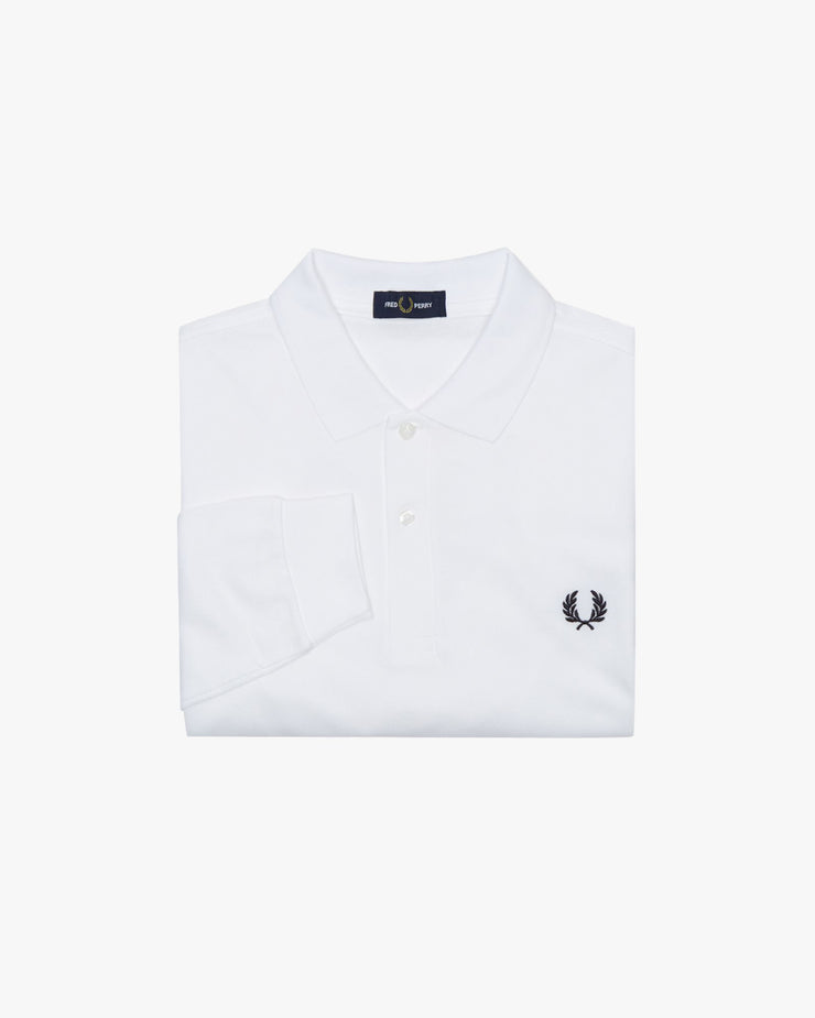 Fred Perry L/S Plain Polo Shirt - White