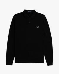 Fred Perry L/S Plain Polo Shirt - Black / White