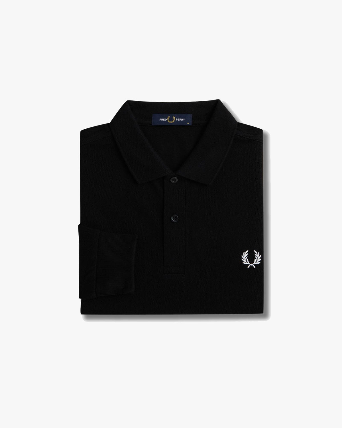 Fred Perry L/S Plain Polo Shirt - Black / White