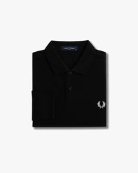 Fred Perry L/S Plain Polo Shirt - Black / White