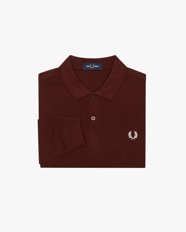 Fred Perry L/S Plain Polo Shirt - Oxblood / Ecru