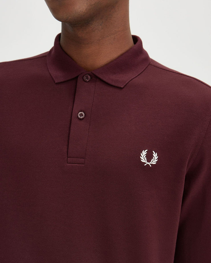 Fred Perry L/S Plain Polo Shirt - Oxblood / Ecru