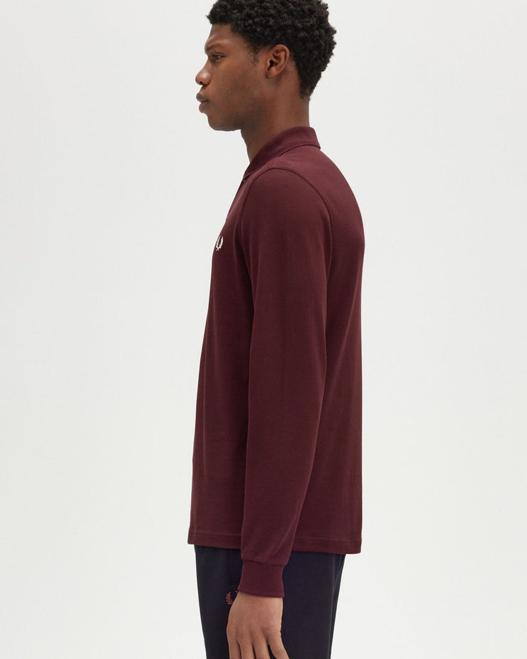 Fred Perry L/S Plain Polo Shirt - Oxblood / Ecru