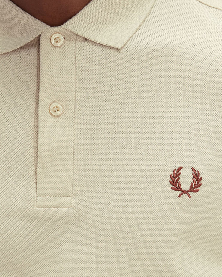 Fred Perry L/S Plain Polo Shirt - Oatmeal / Whisky Brown