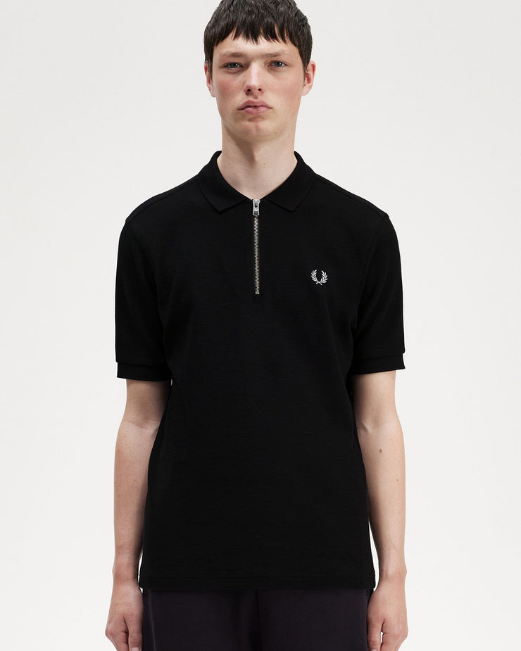 Fred Perry Waffle Texture Polo Shirt - Black – JEANSTORE