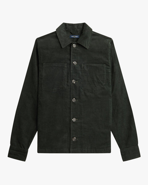 Fred Perry Waffle Cord Overshirt - Night Green