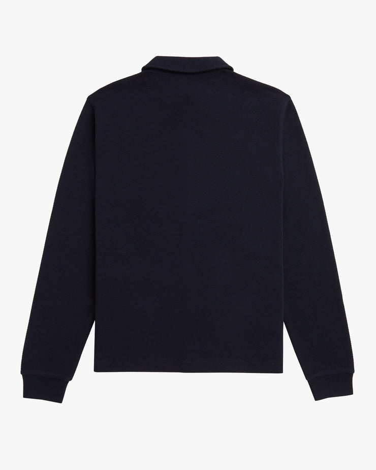 Fred Perry Button Through L/S Polo Shirt - Navy