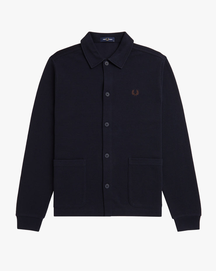 Fred Perry Button Through L/S Polo Shirt - Navy