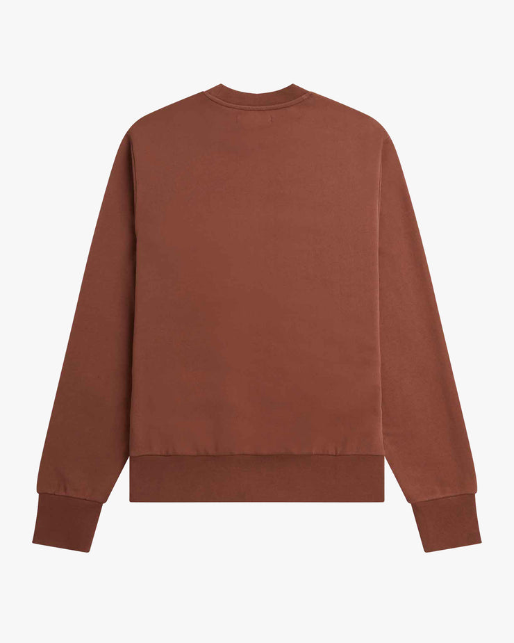 Fred Perry Badge Detail Crew Neck Sweatshirt - Whisky Brown