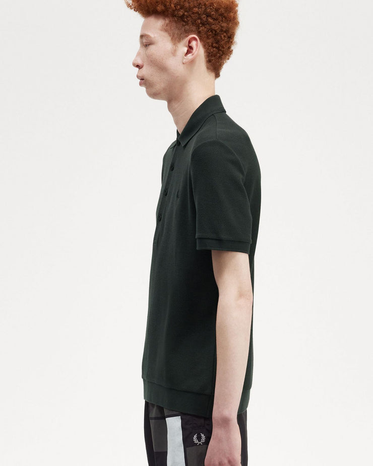 Fred Perry Honeycomb Cotton Polo Shirt - Night Green