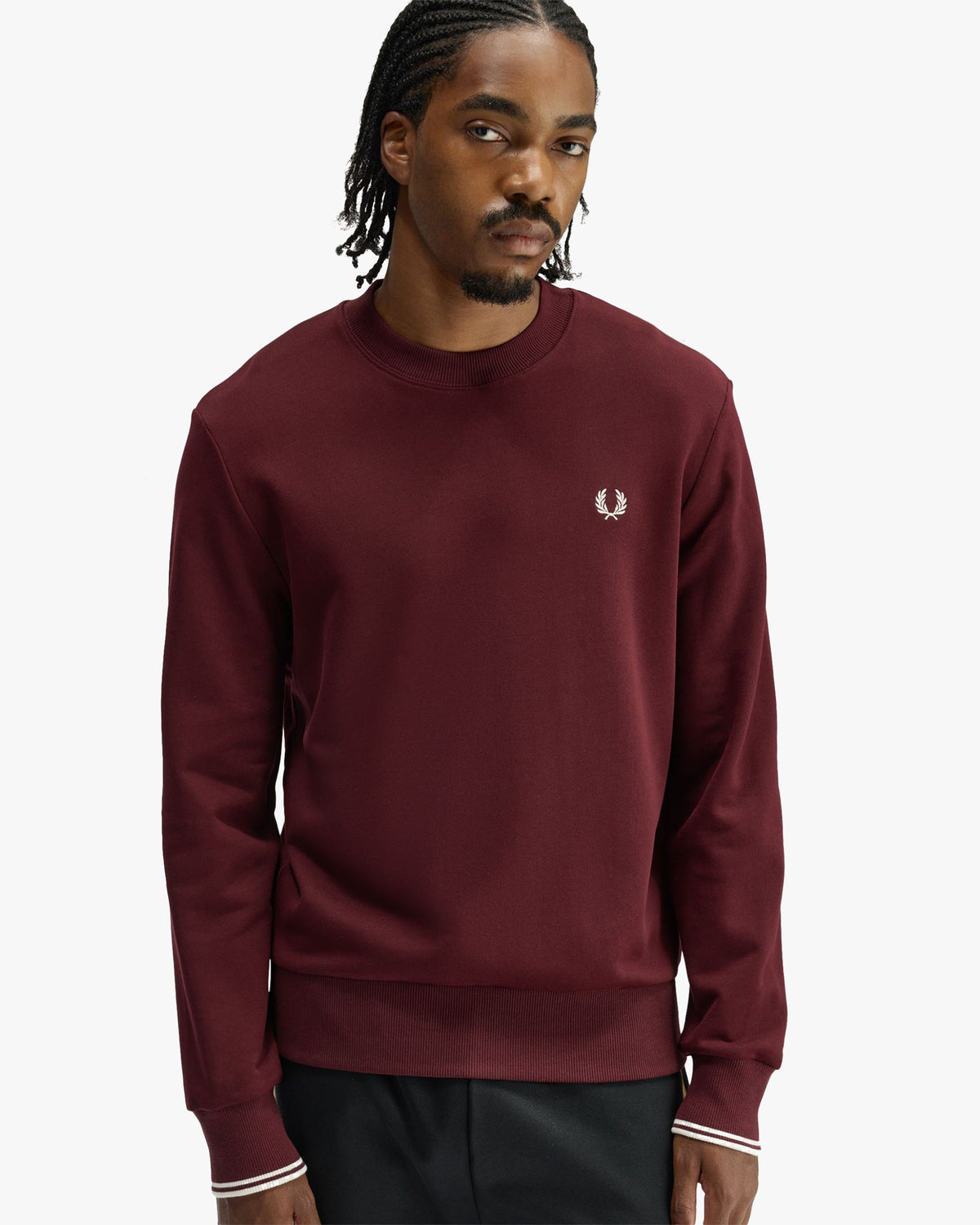 Fred Perry Crew Neck Sweatshirt - Oxblood / Ecru