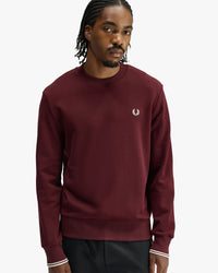 Fred Perry Crew Neck Sweatshirt - Oxblood / Ecru