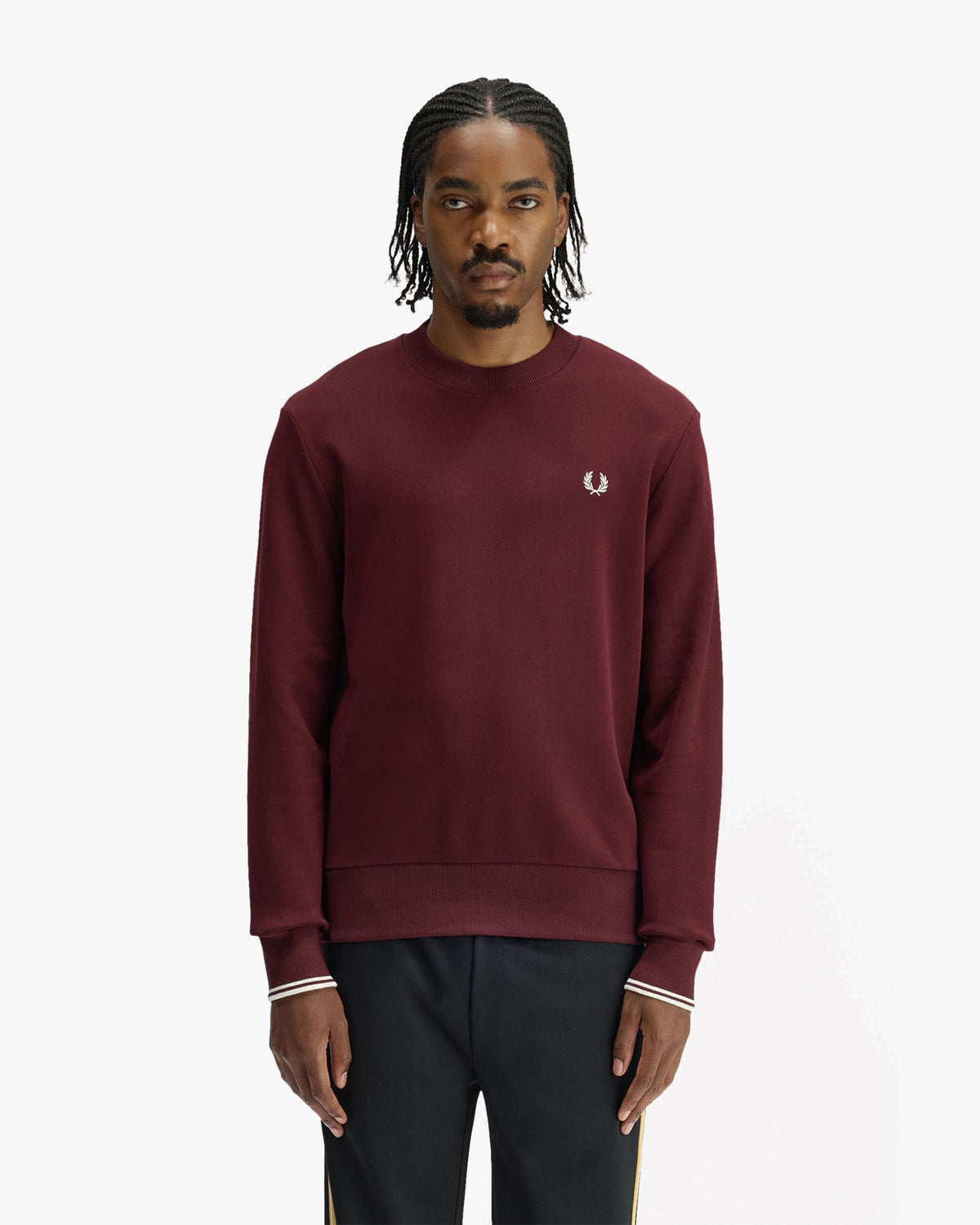 Fred Perry Crew Neck Sweatshirt - Oxblood / Ecru