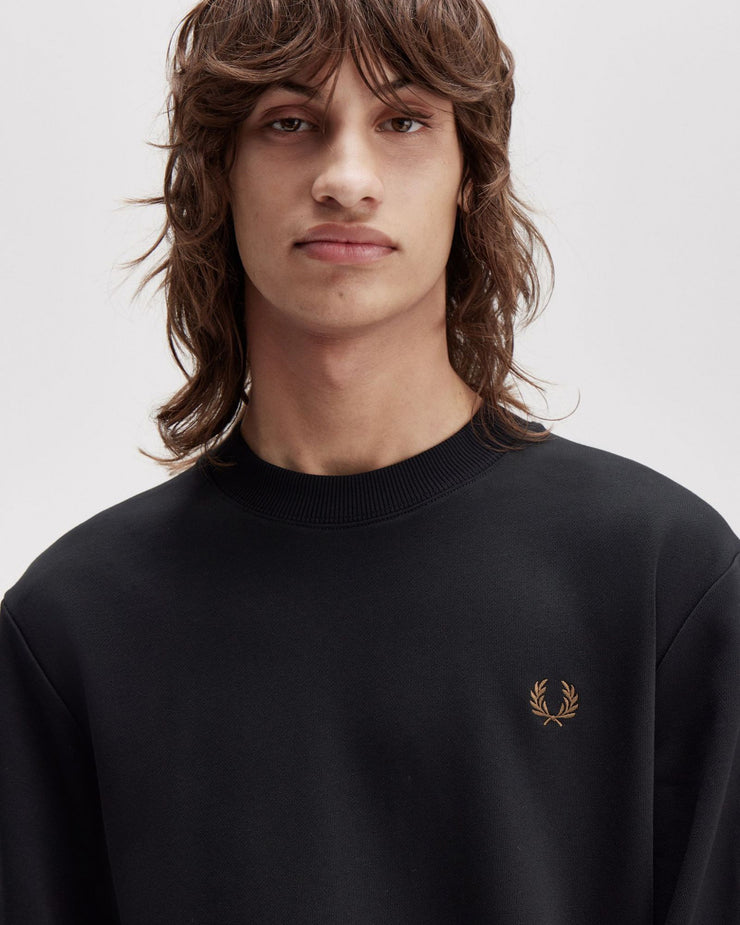 Fred Perry Crew Neck Sweatshirt - Black / Shaded Stone | Fred Perry Sweaters & Knitwear | JEANSTORE